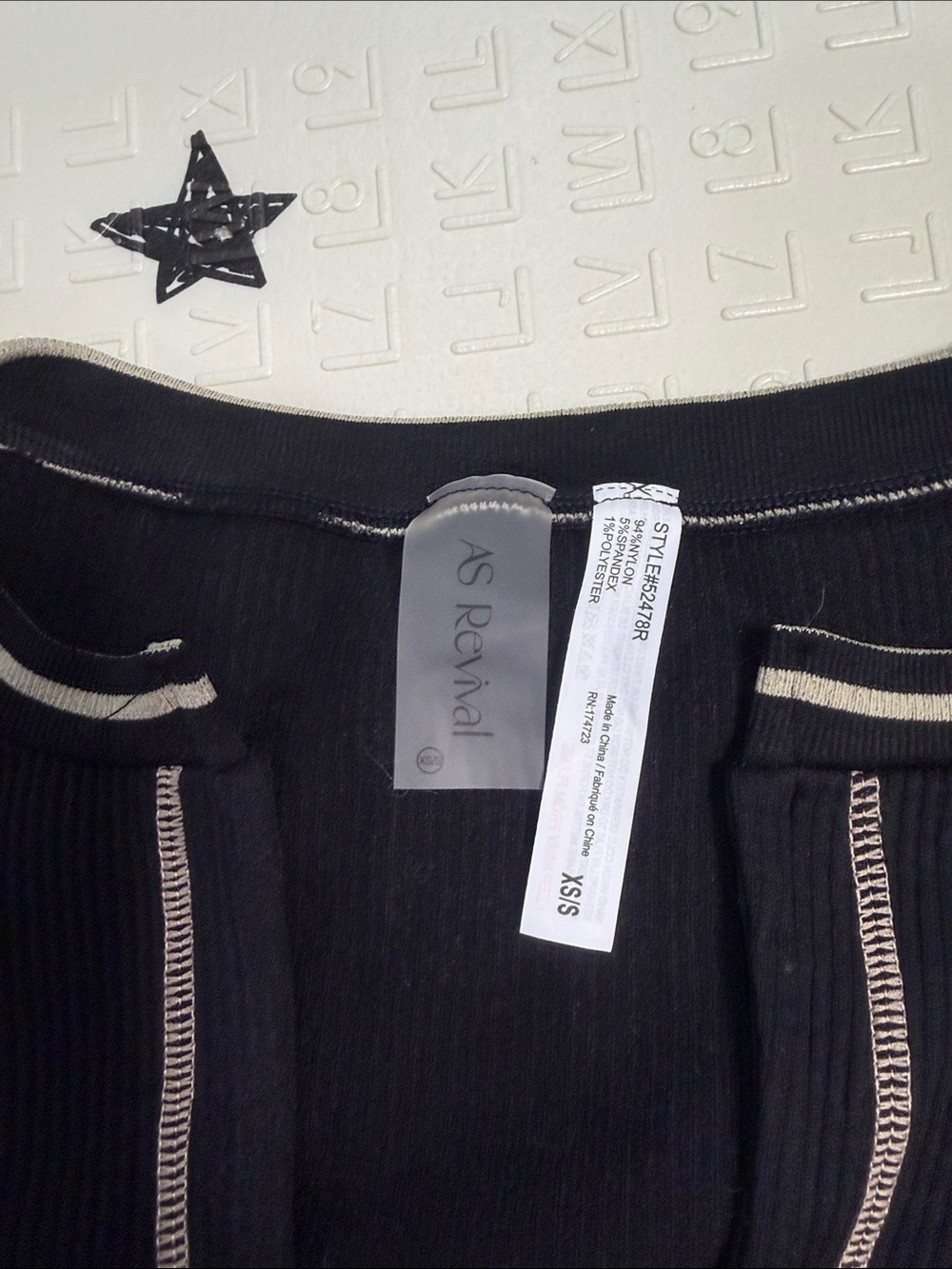Women’s Black Ribbed Crop Top with Contrast Stitching - Picture 2 of 4